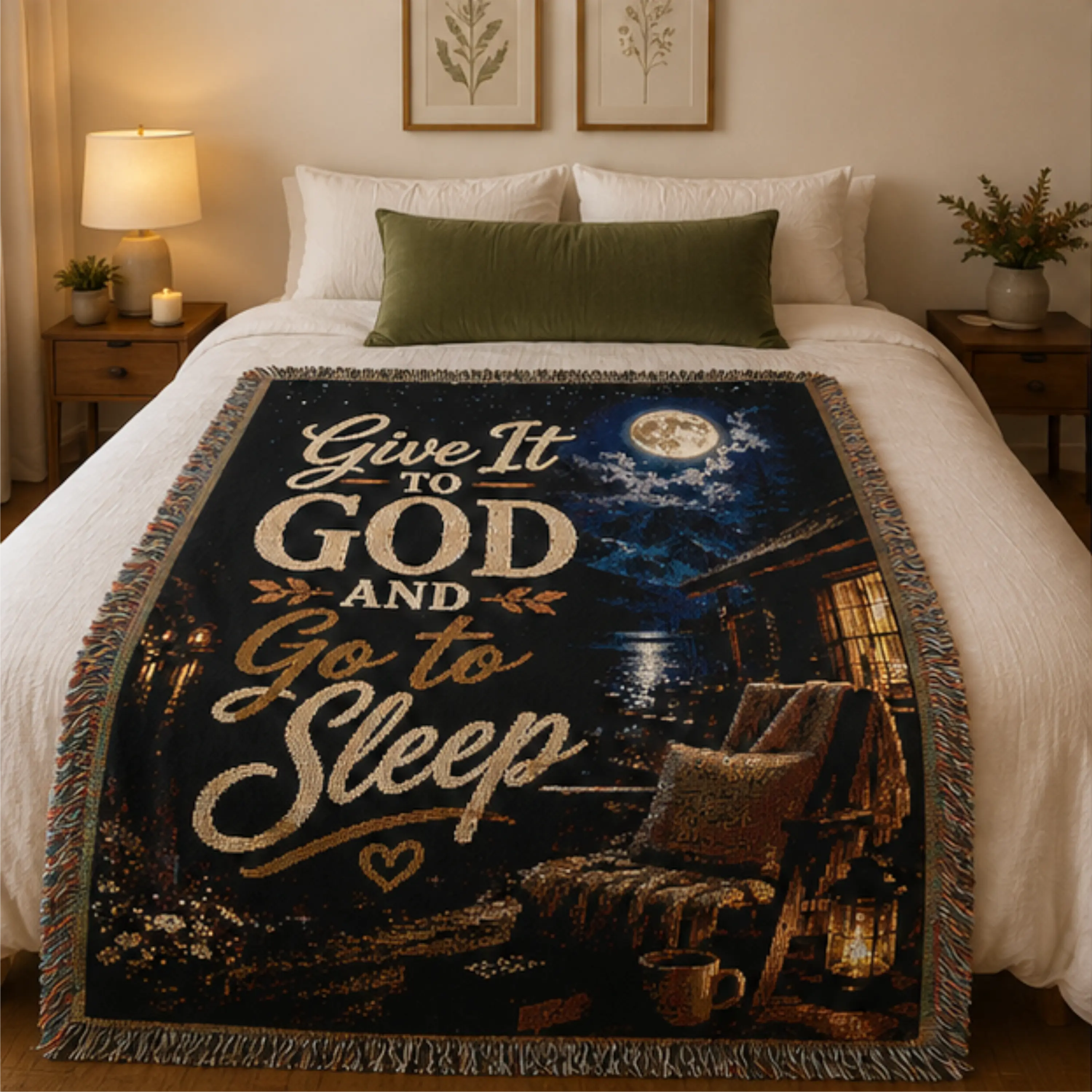 Give It to God Woven Blanket | Christian Faith Throw Blanket | Inspirational Christian Gift
