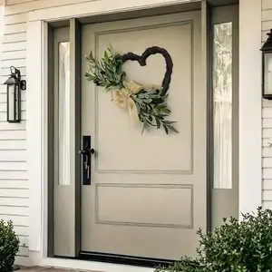 Heart-shaped wreaths - Spring and summer wreaths simulating olive branches, Valentine's Day, door hangers, home decorations, Home ornaments, farmhouse-style door hangers - for Valentine's Day, Mother's Day, weddings, Christmas, Easter, Thanksgiving