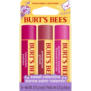 Burt’s Bees Sweet Valentine Moisturizing Lip Balm 3-Pack – Strawberry Lemonade, Pomegranate, Watermelon