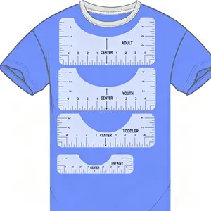 T-shirt Ruler Guide for Vinyl Alignment, 4 Counts T Shirt Rulers To Center Designs, Alignment Tool with Soft Tape Measure, Craft Sewing Supplies Accessories