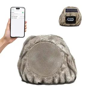 Homewell Solar Rock Speakers - Multi-Link up to 9 Units Total - Outdoor Waterproof Speakers Bluetooth Wireless - Weatherproof Landscape Speakers for Pool Patio Deck Backyard Garden - (1-Pack)