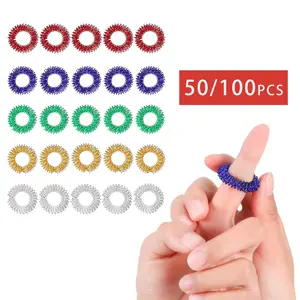 50/100pcs Acupressure Rings Spiky Sensory Finger Rings, Spiky Finger Ring Acupressure Ring Set for Teens, Adults, Silent Stress Reducer, Stress Relief Tool and Massager Finger Massage Relax Tool