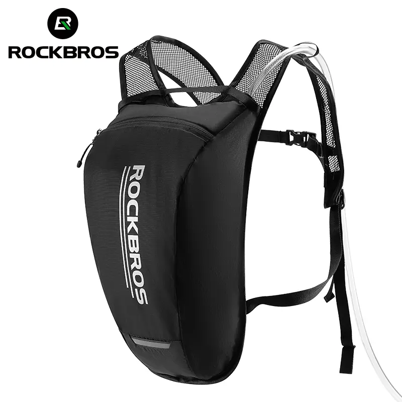 ROCKBROS Lightweight Hydration Pack with 2L Leak-Proof Bladder, Breathable Shoulder Straps and Compact Fit for Outdoor Running, Cycling, Bicycle, Nozzle Cap, Tube