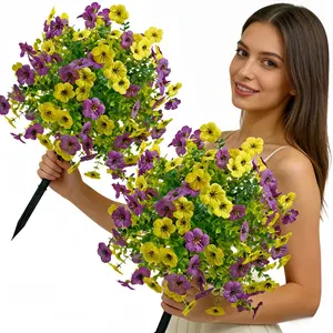 2pcs Realistic Orchid Artificial Flowers with Stake, Home Indoor Outdoor Decor, Decorative Flowers, Wedding Birthday Party Decoration