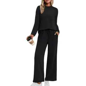 Two Piece Sets for Women Mock Neck Fall Outfits 2025 Matching Lounge Sweat Set Airport Travel Sweatsuits Comfy Sets