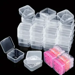 54 Pcs Clear Small Plastic Containers with Hinged Lid 1.8 x 1.8 x 0.8 Inches Transparent Storage Boxes for Organizing Jewelry, Beads, Crafts, and Small Items Organiser