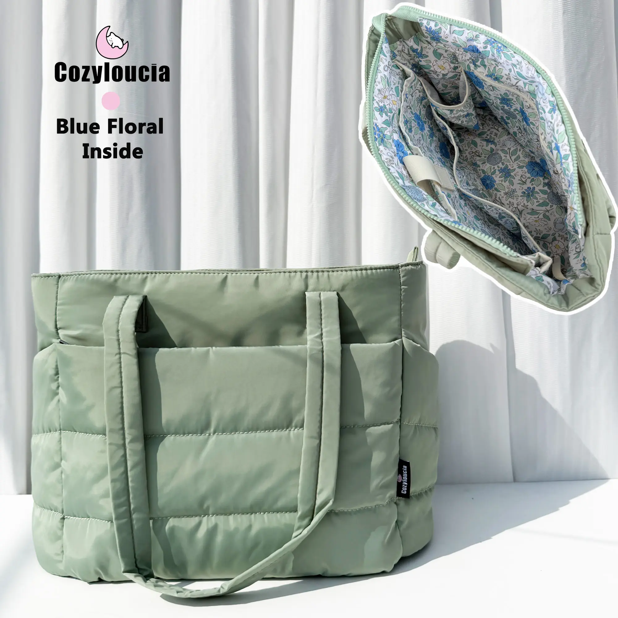 Light Green with Blue Flower Inside