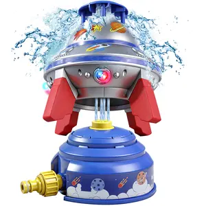 Space Ship Water Sprinkler Toy with LED Lights for Kids Outdoor Gift