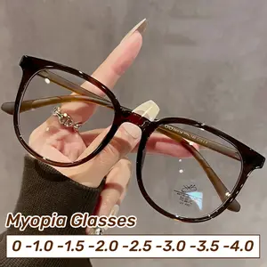 New Round Frame Myopia Glasses Anti-Blue Light Eyewear Women Eye Protective Computer Goggles Diopters -1.0 -1.5 -2.0 To -4.0