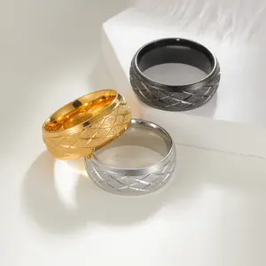 rhombus line matte hipster jewelry titanium steel index finger ring ring plaid plain ring simple ring