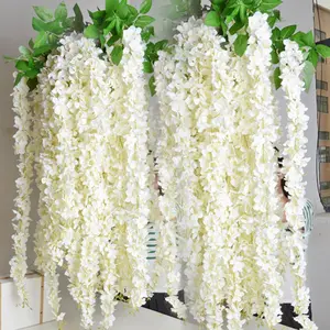 20Counts Artificial Silk Wisteria Flower Fake Hanging Wisteria Plant Vine for Garden Party Wedding Home Decoration