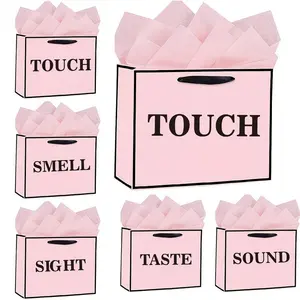 Valentine's Day, Wedding, Birthday, Mother's Day Gifts, 5pc Set, 5 Sensory Gift Bags, with Ribbons & Tissue Papers, / Colors