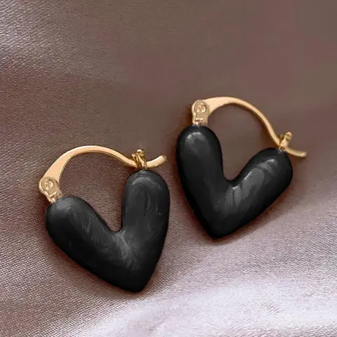 Mother's Day Gift Elegant Heart Shaped Dangle Hoop Earrings, Lightweight Chunky Hoops, Fashionable Jewelry for Women, Daily Clothing Decor, Trendy All-match & Exquisite Jewelry for Birthday Gift, Casual Trendy Jewelry