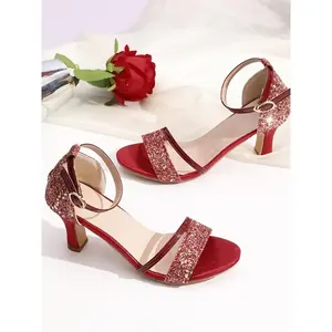 Women's Fashion Shiny Bridal High Heel Sandals, Ankle Strap Design, Perfect for Graduation Dance Wedding Holiday Events, Party Footwear(Sheets)