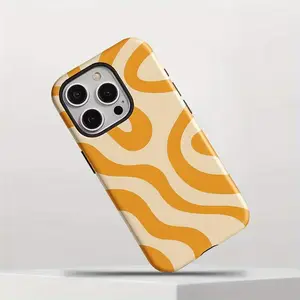 2-in-1 Protective Phone Case featuring an Abstract Orange Wave Design. Compatible with iPhone 17 Pro; also fits iPhone 16, 15, and 14 Pro Max models. Drop-Resistant & Shockproof—versions also available for the 13, 12, and 11 series.