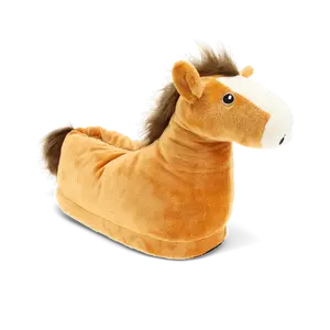 Paulette the Pony Plush Animal Slippers - Brown Pony Design, Soft Plush Material, Non-Slip Sole, Memory Foam Footbed, Perfect for Women & Men, Cozy Indoors Footwear