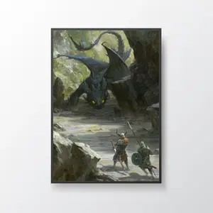 Night Fury Toothless Dragon Poster, Realistic Fantasy Painting Aesthetic Wall Art, Epic Creature Vibe Room Decor Essential, Collector’s Statement Piece