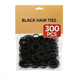 300 PCS Black Hair Ties for Women & Girls – Strong No-Break Hair Elastics for Thick, Curly & Hair, Small Rubber Bands for Braids, Ponytails, Protective Styles, No Damage Hair Bands