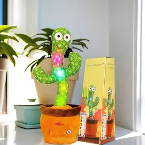 Interactive Colorful Dancing Talking Cactus Toy , Plush Glowing Toy Repeating What You Say For Toddler 1-6 Year Old, Singing 10 Songs Dancing Electronic Cactus Toy & Great Children's Day, Easter Gift Best Choice (Volume Adjustment)