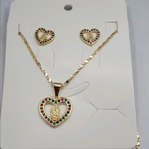 HEARTS fadhion set chain with earrings gold-plated