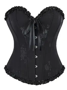 Women's Elegant Court Style Embroidered Lace Floral Vintage Shapewear, Tight-Fitting Corset Waist Cincher, Sexy Chest Support, Halloween Christmas Party Dress