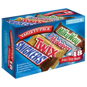 Individually Wrapped Variety Pack Full Size Milk Chocolate Candy Bars Bulk Assortment, 33.31 oz, 18 Bars