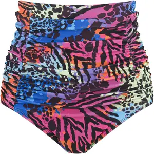 Women's High Waisted Bikini Bottom Tummy Control Ruched Full Coverage Swim Bottom