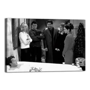 Friends Funny Bathroom Artistic Wall Decor, Waterproof Canvas Poster, Cute And Vibrant Poster for Bathroom, Living Room, Bedroom, Dorm, A Perfect Gift Idea for New Year Home Decor