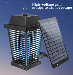 4500V Solar-Powered Bug Zapper Indoor/Outdoor Rechargeable Multifunction Hanging Cordless Durable Ultraviolet Insect Killer Led Metal Portable