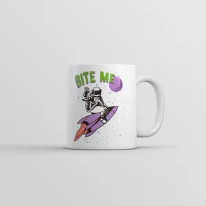 Bite Me Mug Funny Astronaut Space Graphic Novelty Coffee Cup - 11oz Funny Coffee Mugs Ceramic Printed Drinkware Cup