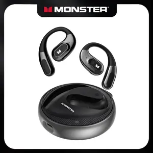 Monster AC330 Open-Ear Wireless Earbuds – Bluetooth 5.4 Headphones with Crystal-Clear Calls, 24H Playtime, Type-C Charging, Stylish Rotating Case with Lanyard, IPX5 Waterproof, Secure Fit for Sports & Daily Use