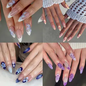 96pcs Short Oval Press-On Nails, 3D Print Star Design, Glossy Finish, Includes Storage Box, Perfect for Women and Girls
