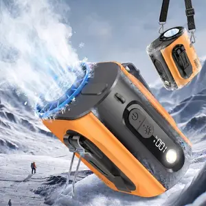 Upgraded Ice-Cooling Portable Waist Fan with Belt Clip – 10000mAh Power Bank, 10-Speed Adjustable, 15000RPM,Handheld/Neck/Hangable/Desk Fan with LED Light & Stand for Outdoor, Construction, Farming, Fishing Summervibes
