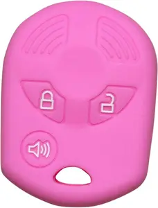 Silicone Key Fob Cover, Remote Key Protector Fit for Ford C-Max 2013-2015 Escape 2005-2016 Fusion 2006-2012 Taurus X 2008-2009, 3 Buttons Key Fob Cover Protector for OUCD6000022 850K-D600022 (Pink)