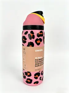 Owala 32oz Insulated Water Bottle, Pink Leopard Print, Double-Walled Stainless Steel, Leak-Proof Sip Lid, Sweat-Proof, Great for Hiking, Camping & Commute Drinkware Flasks Bottled Mug Tumbler Portable purple poinsettia black cherry can new Glow in Dark
