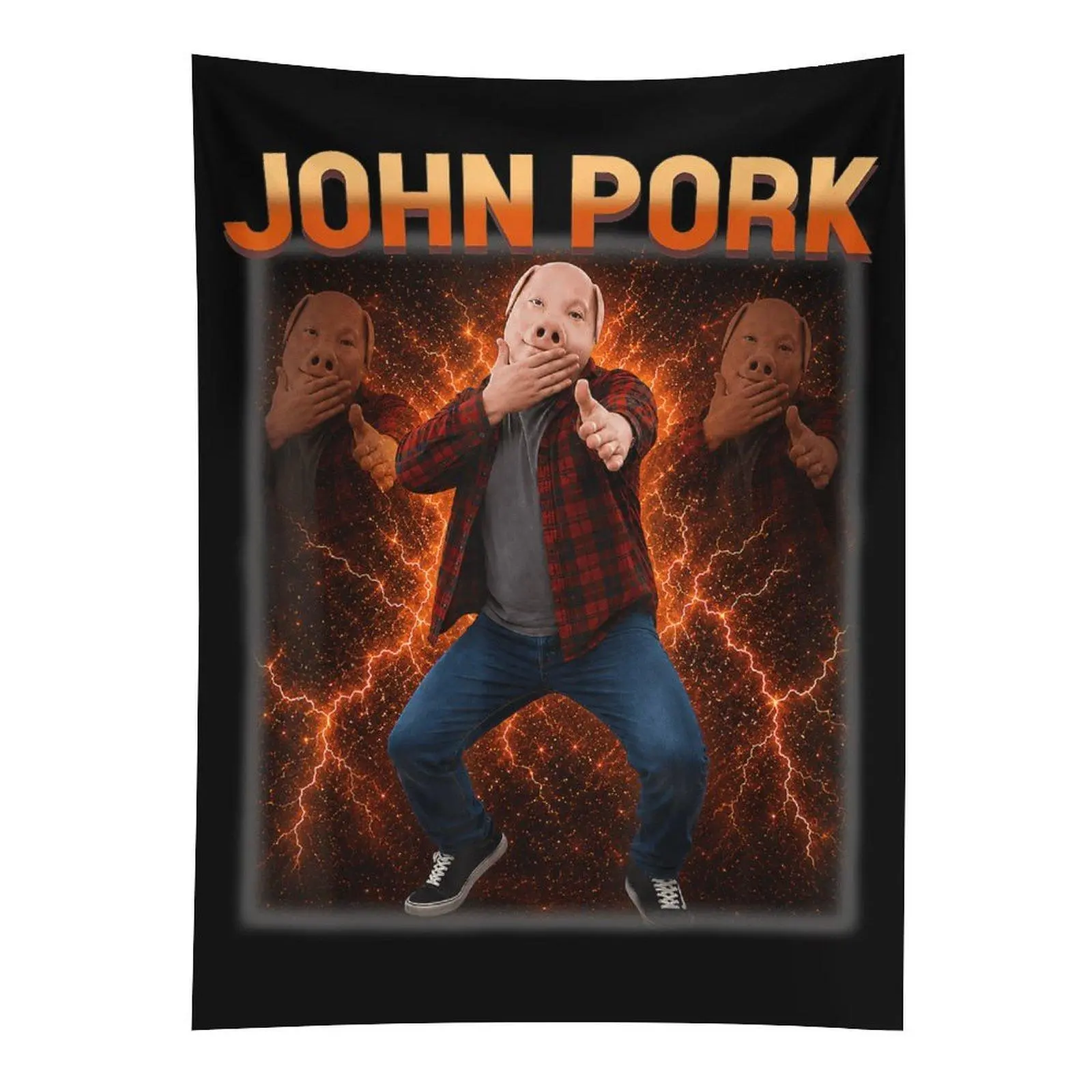 John Pork Calling Wall Tapestry, Decline Accept Phone Meme Wall Hanging, Funny Gen Z Dorm Decor