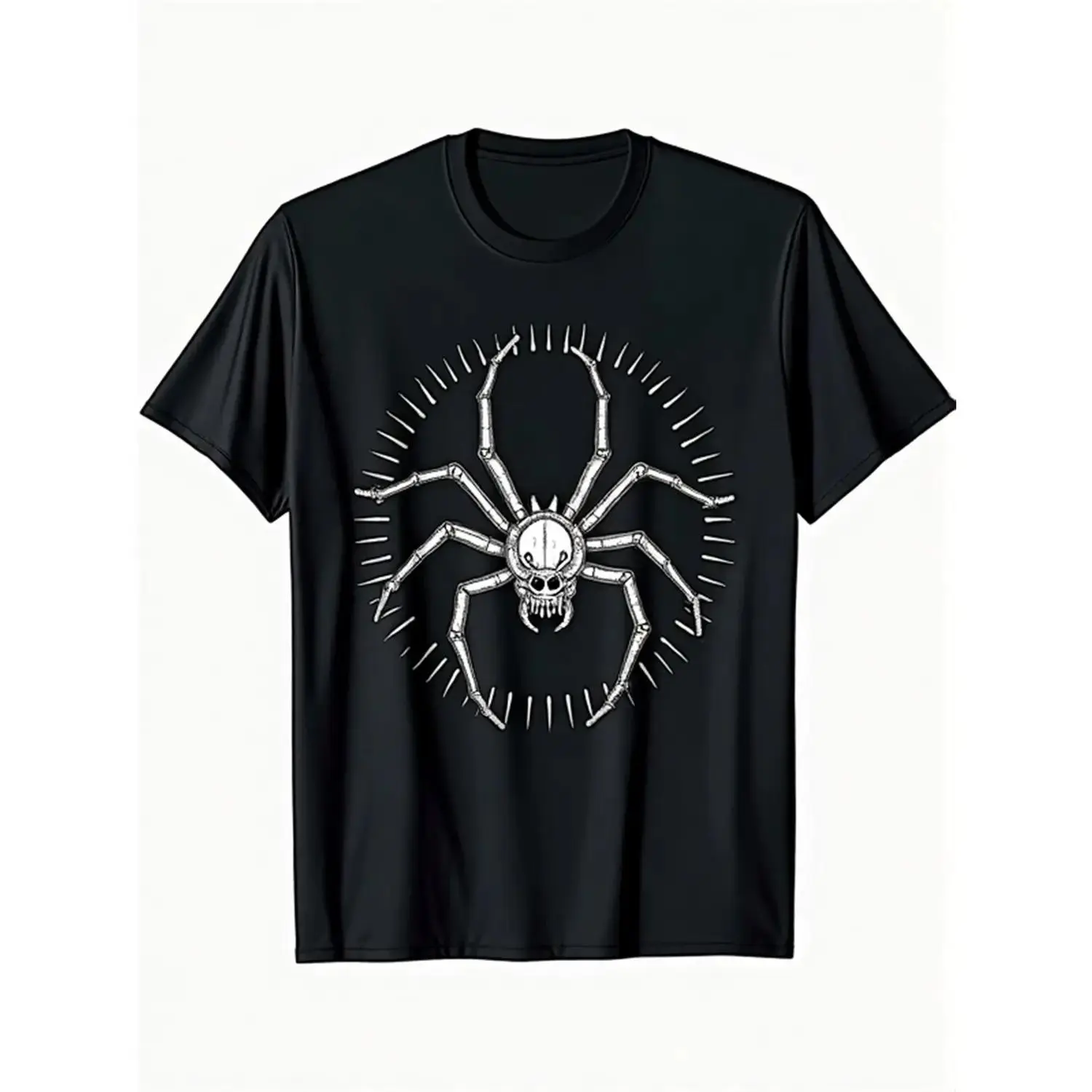 Gothic Spider Graphic T-Shirt for Women, Casual Cotton Basic Tops with a Round Neck and Short Sleeves for All Seasons Daily Wear, Shortsleeve, Crew Neck, Jeans, Machine Washable, Normal Type, Indoors, Regular Fit