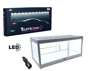 Illumicase Plus 14 Inch Plastic Display Case with LED Lighting and Mirror White Color