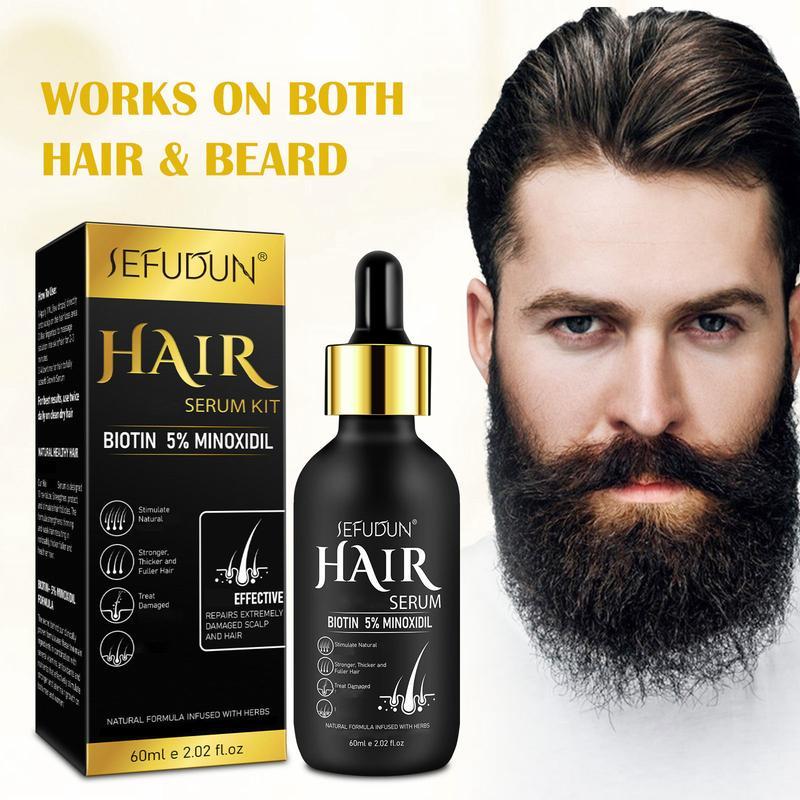 Sefudun 5% Minoxidil Hair/Beard Care Serum with Hair Roller, Gifts for Men Dad Him Boyfriend Husband Brother,Birthday gift,Daily hair care