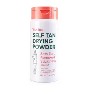 Tan Fan Self Tan Drying Powder - Stops Sticky Feeling After Sunless Tanner - 100% Vegan Talc-Free Translucent Loose Setting Powder In Shaker Bottle For Smooth Silky Skin - USA Made (SINGLE)