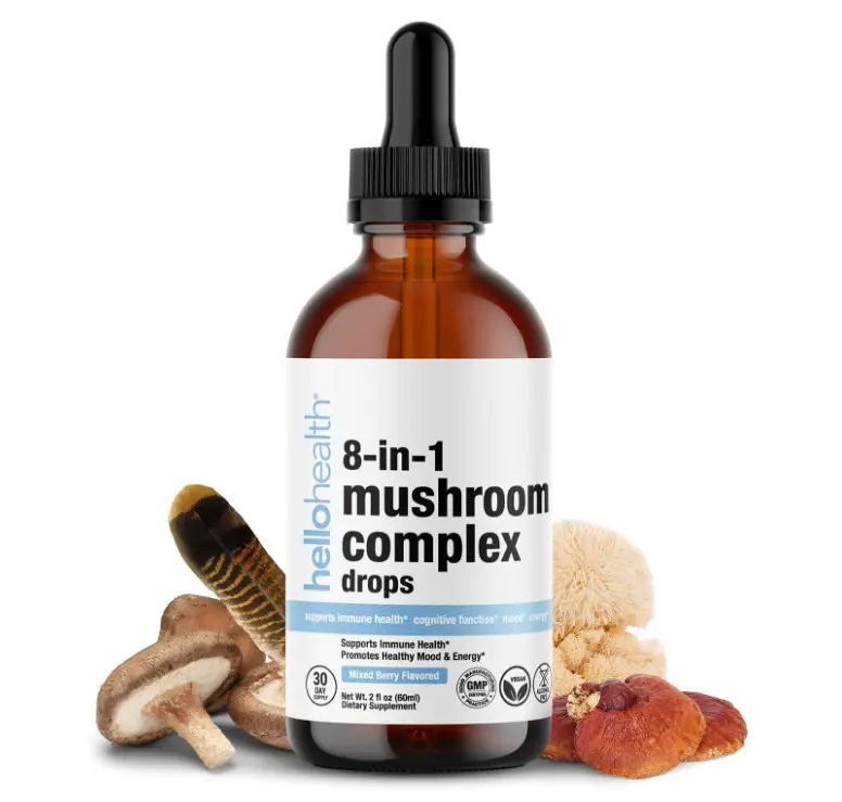 Hello Health Nutrition 8-in-1 Mushroom Supplement Drops Energy & Immune ...