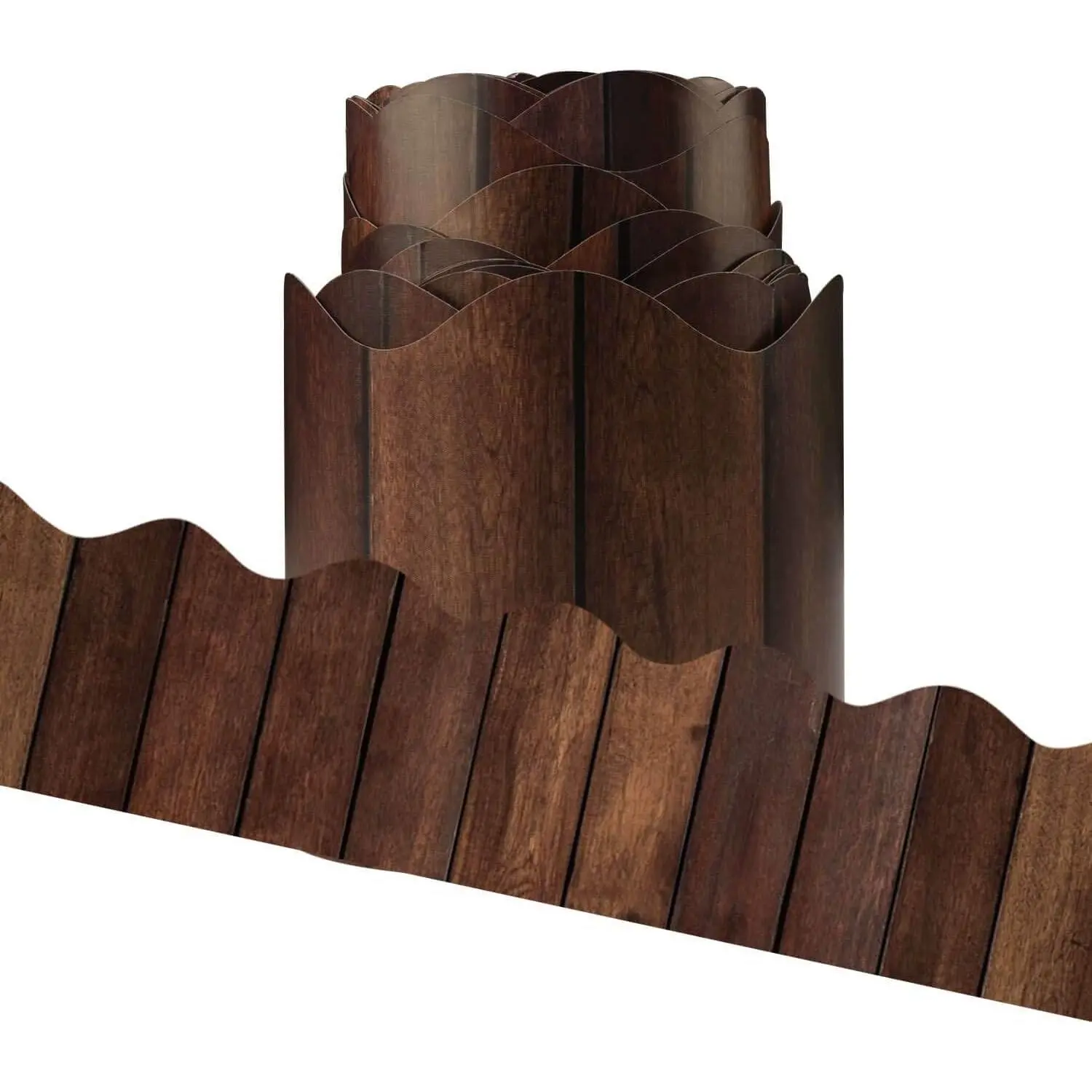 Scalloped Edge Dark Wood Bulletin Board Borders - 36ft Continuous Roll, Cuttable Size Office Accessories for Classroom Theme Decor & Office Use