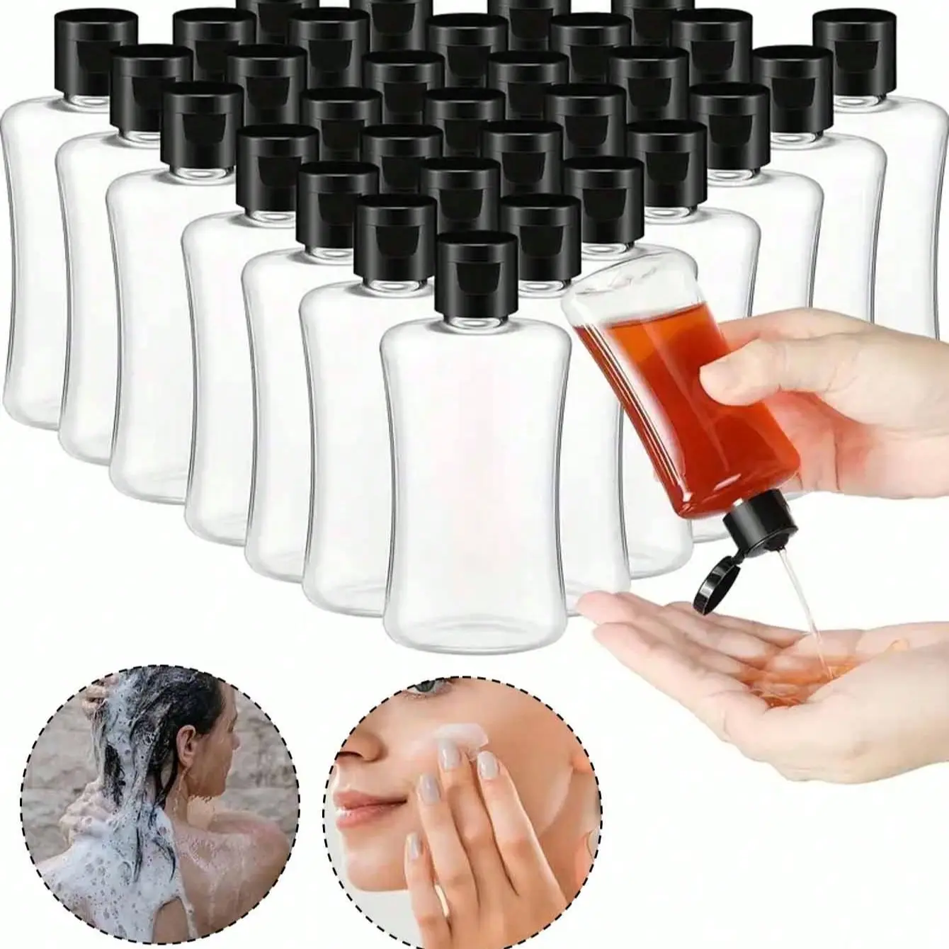 100ML Travel Size Washroom Bottle with Flip Lid, Transparent Plastic Reusable Empty Cosmetic Bottle, Portable Leak-Proof Squeeze Bottle