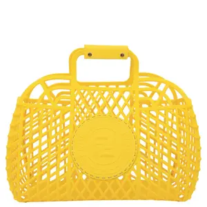 Pre-owned FENDI Plastic Satchel bag FF Logo Basket Yellow