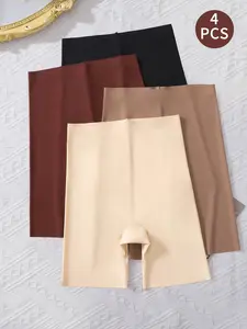 Women's High Waist Sporty Boxers, Fitted Plain Trunks, Soft Comfortable Workout Shorts, All Seasons Underwear, 1/4/6/8 Pcs Set