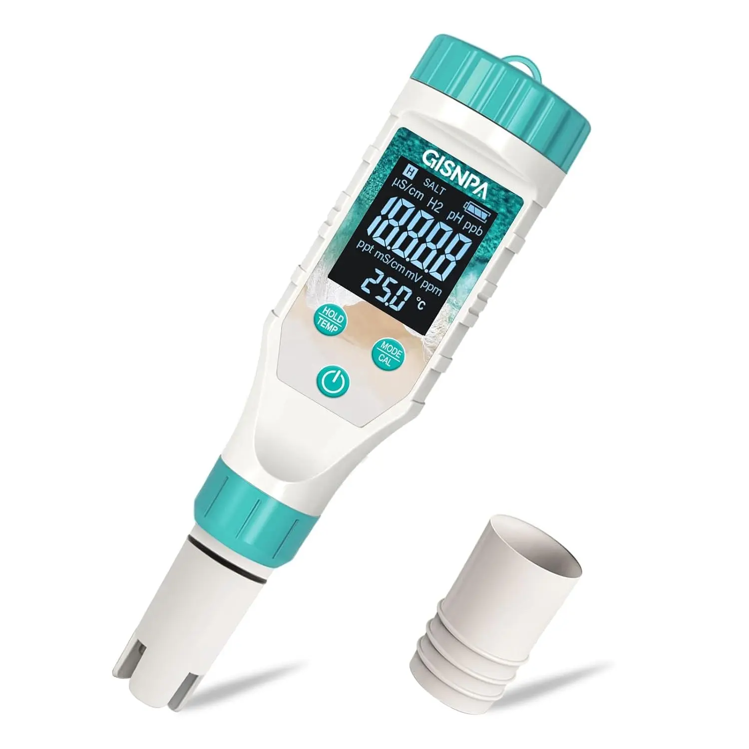 7 in 1 Digital Chlorine Salt pH Salinity Tester Digital Pool Water Tester for Saltwater Aquarium Sodium Chloride Swimming Pools Hot Tubs Spas