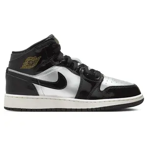 Jordan 1 Mid SE Black Metallic Silver Sail Metallic Gold (GS) (kids) by StockX