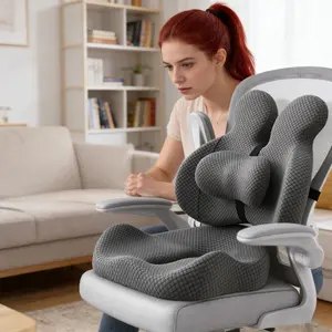 3-Piece Set - Ergonomic Office Chair Cushion + Lumbar Support Pillow, Non-Slip Breathable Memory Foam Seat Cushion for All-Day Comfort, Machine Washable Home Office Chair Pad, Corrects Posture and Relieves Back Discomfort - Christmas Gift