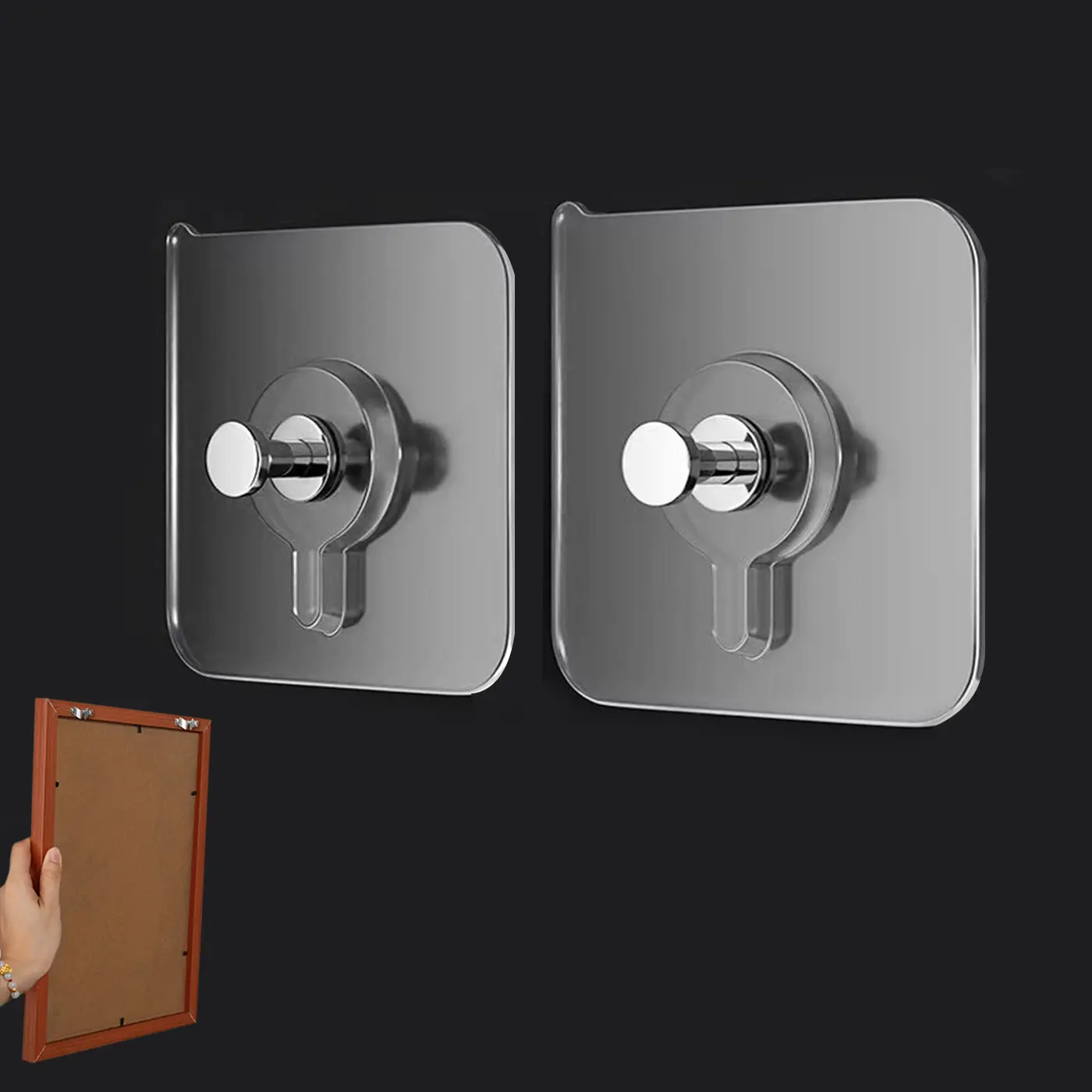 10-piece hole-free screw sticker, photo frame holder, 2.36x2.36inch acrylic thickened, hole-free hook for hanging wedding photos, garland doorplate hook, traceless holder, Picture hooks, No Drill Hook, Wall Mount Compatible