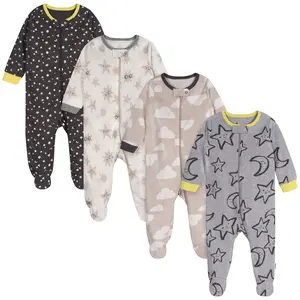 Onesies Brand Baby Gender Neutral Long Sleeve Footed Sleepers, 4-pack